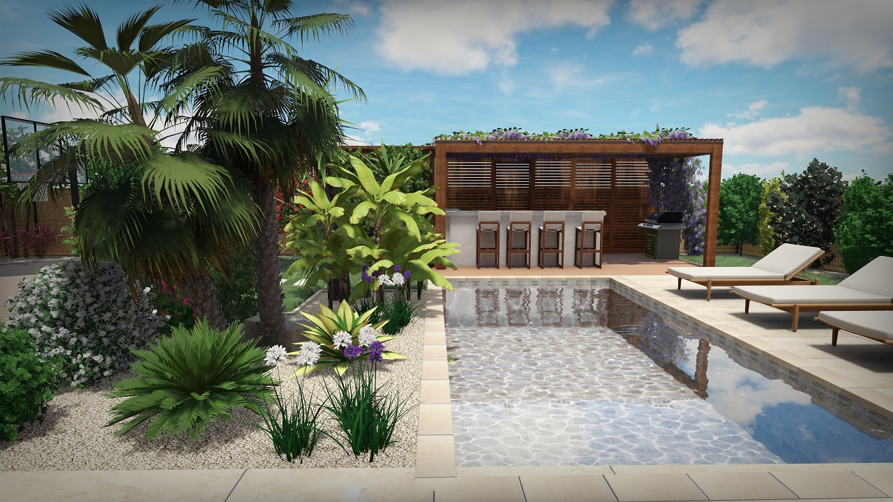 Cuisine exterieure et terrasse amenagee
