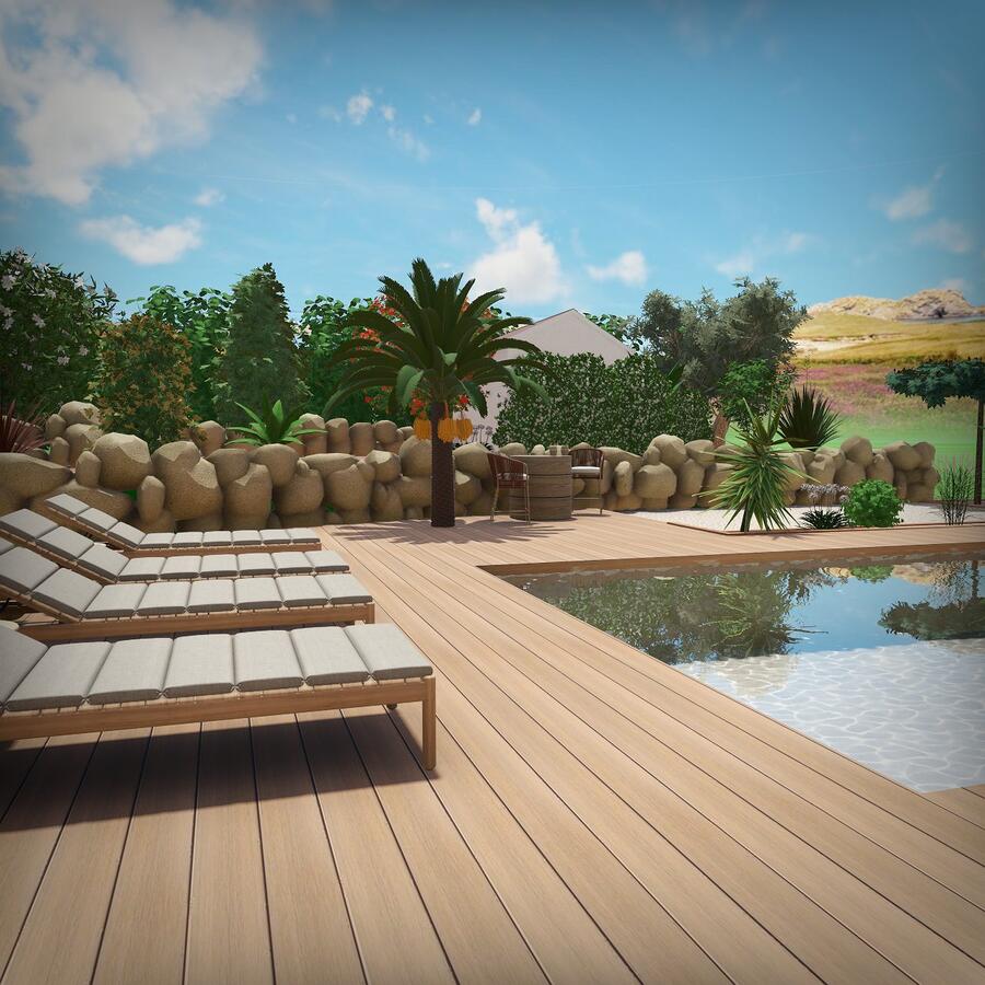 Jardin méditerranéen contemporain conçu par Vert Nature